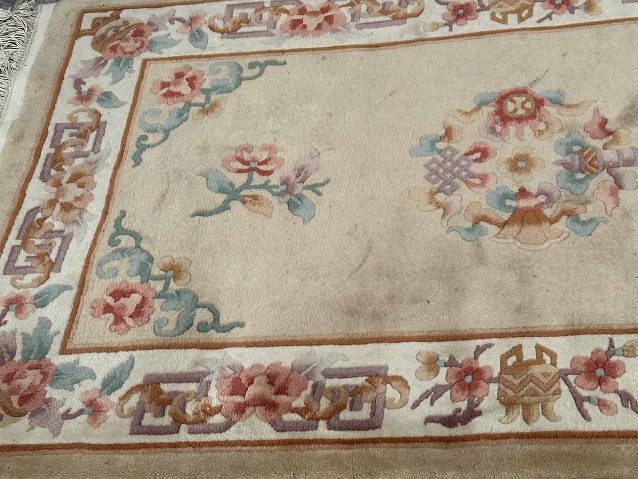 pretty vintage Chinese art deco design rug For Sale 11
