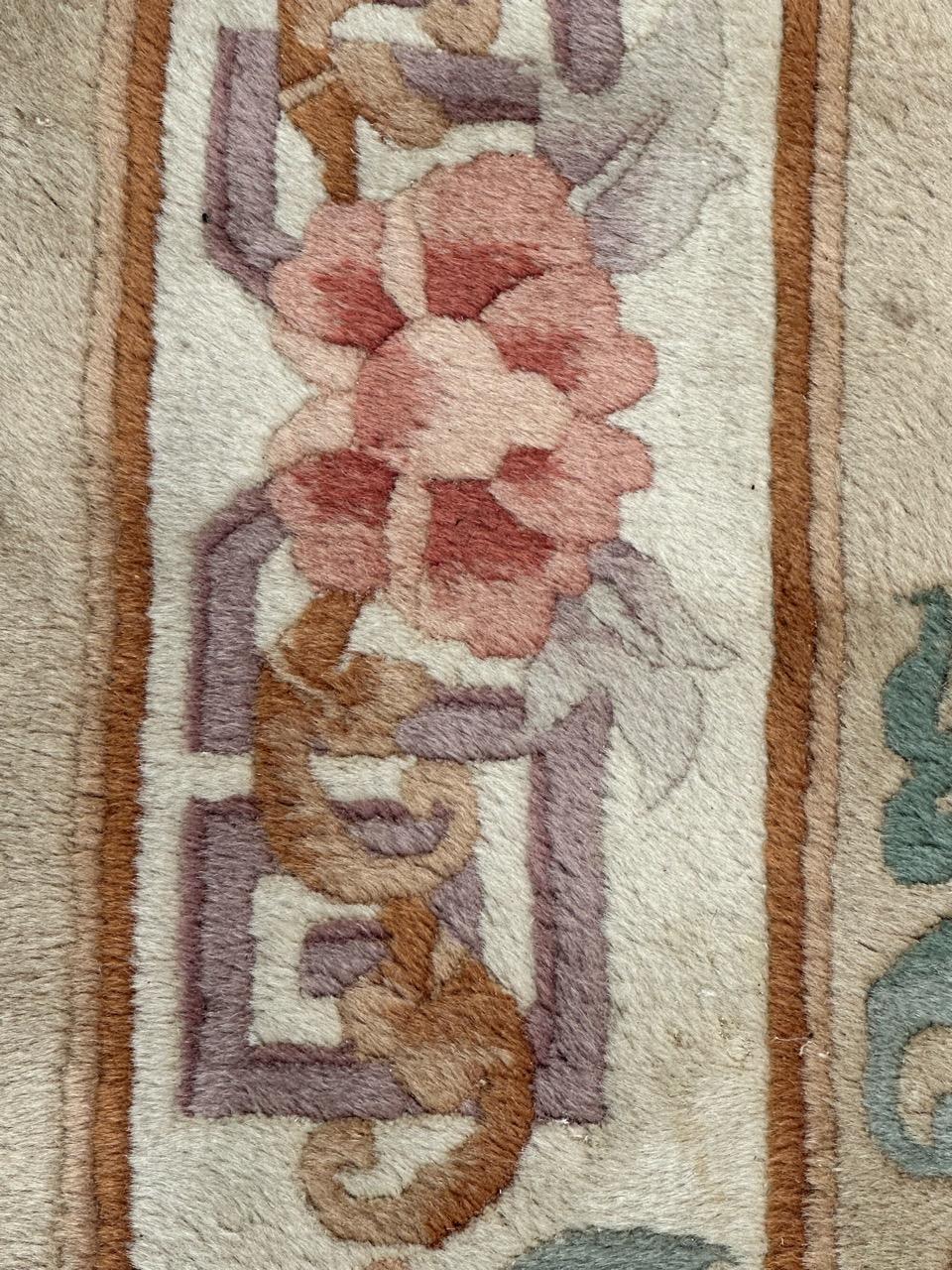 Wool pretty vintage Chinese art deco design rug For Sale
