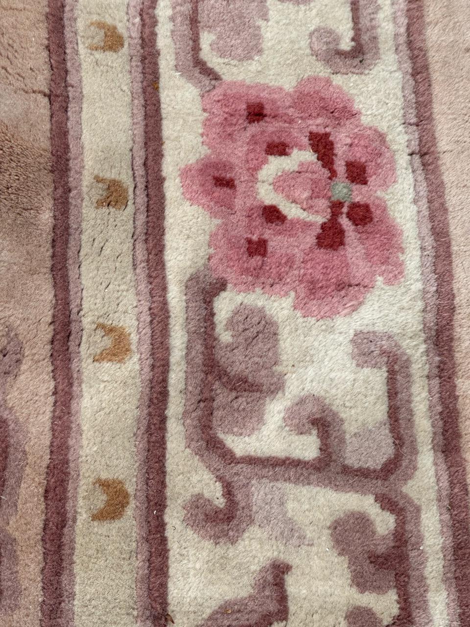 Wool pretty vintage Chinese art deco design rug For Sale