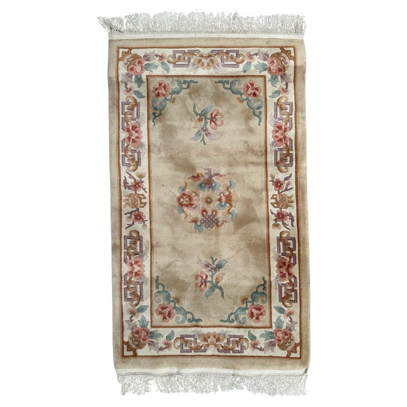 pretty vintage Chinese art deco design rug