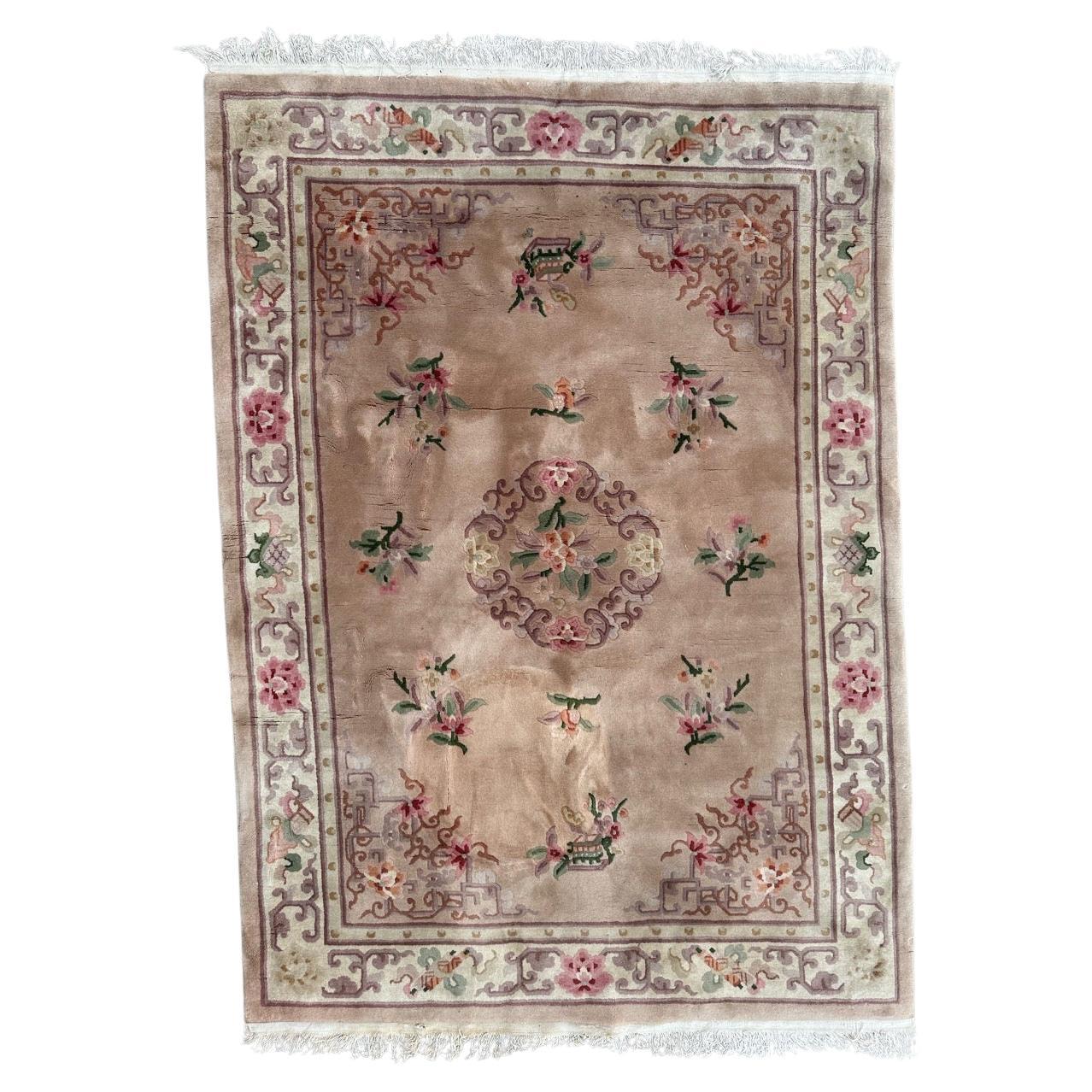 pretty vintage Chinese art deco design rug