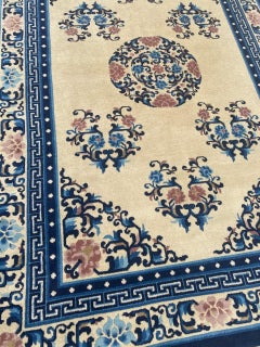 Pretty Vintage Chinese Beijing Art Deco Rug