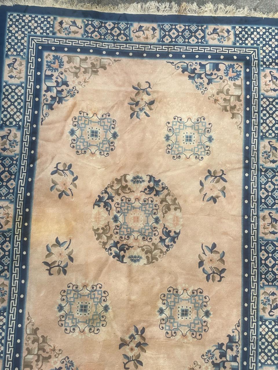 Schöner chinesischer Pekinger Art-déco-Teppich im Vintage-Stil (Chinoiserie) im Angebot