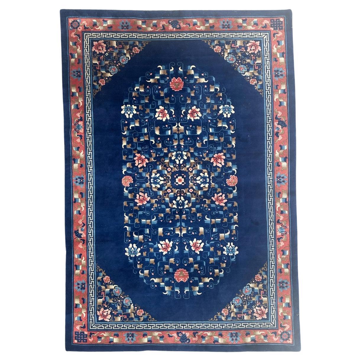 Pretty Vintage Chinese Peking Art Deco Rug