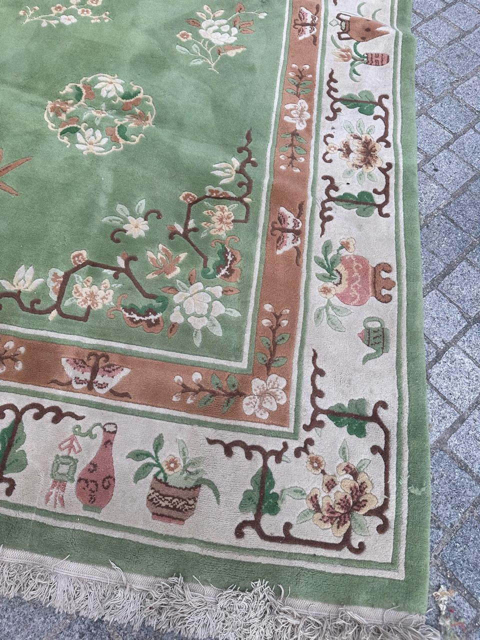 Chinoiserie Bobyrug’s Pretty Vintage Chinese rug  For Sale