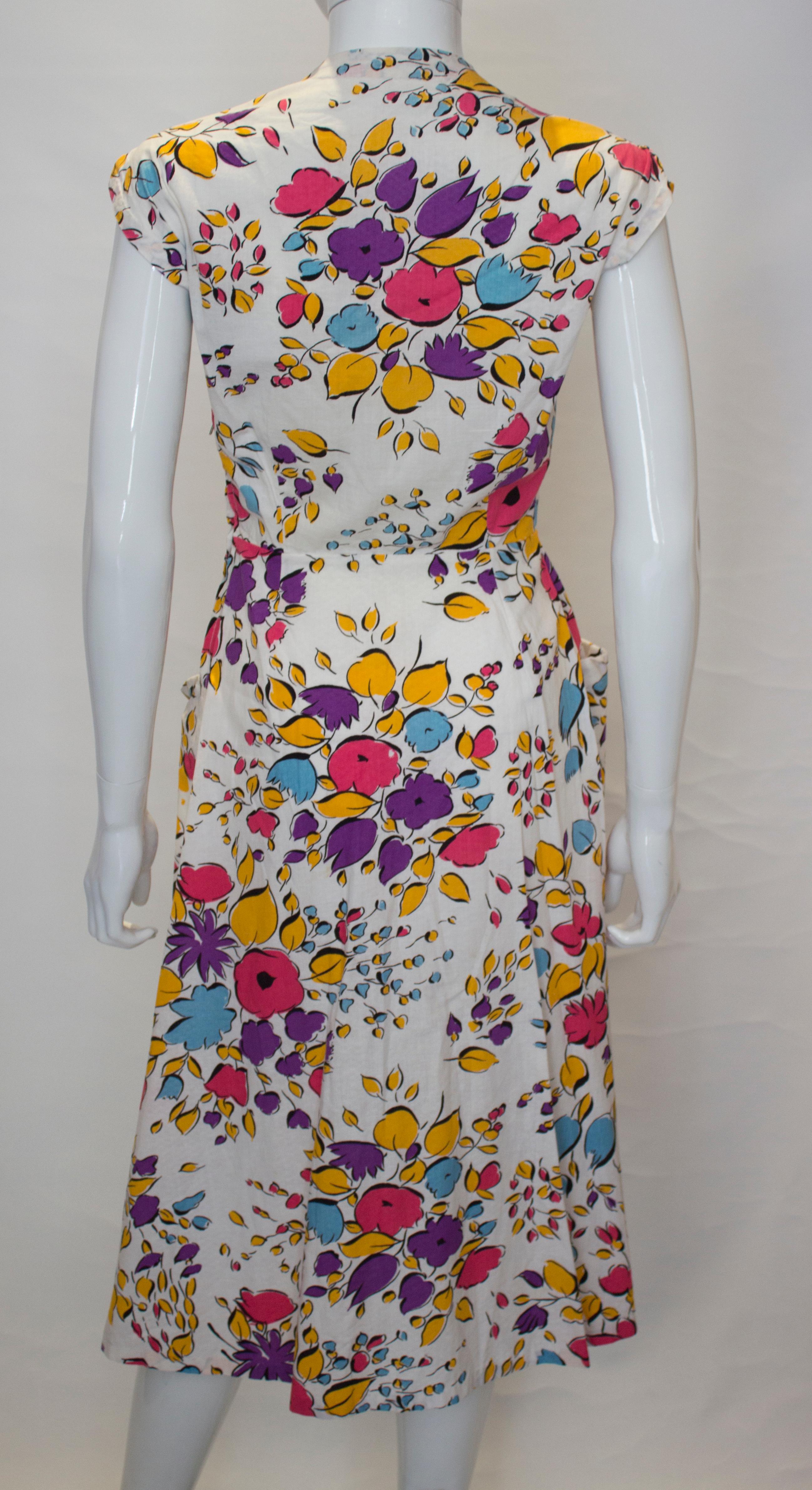 Pretty Vintage Cotton Summer Dress For Sale 1