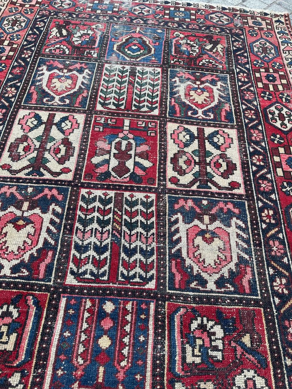 Bobyrug’s Pretty vintage distressed Bakhtiar rug  For Sale 9