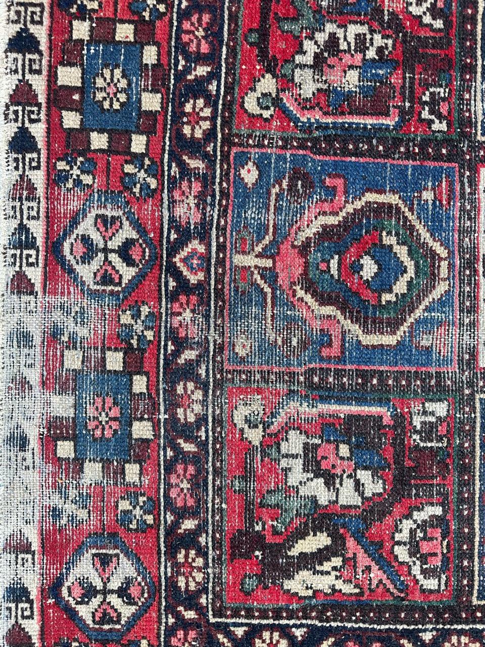 Turkish Bobyrug’s Pretty vintage distressed Bakhtiar rug  For Sale