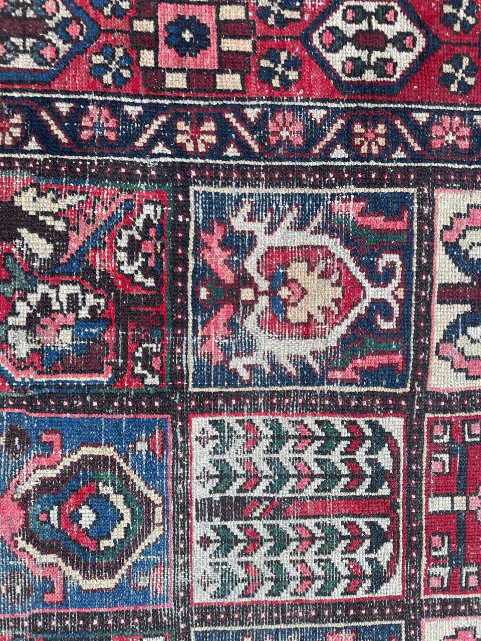 Hand-Knotted Bobyrug’s Pretty vintage distressed Bakhtiar rug  For Sale