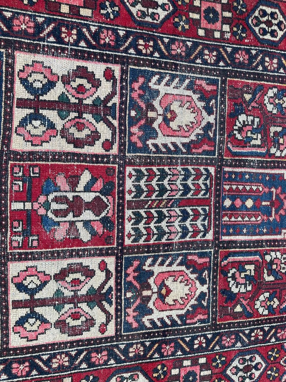 20th Century Bobyrug’s Pretty vintage distressed Bakhtiar rug  For Sale
