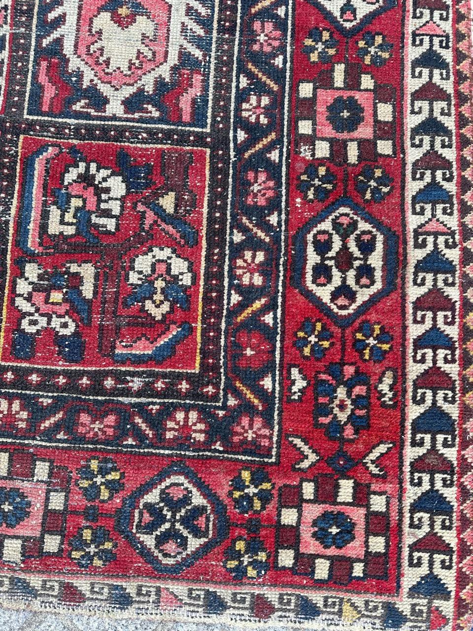 Bobyrug’s Pretty vintage distressed Bakhtiar rug  For Sale 1