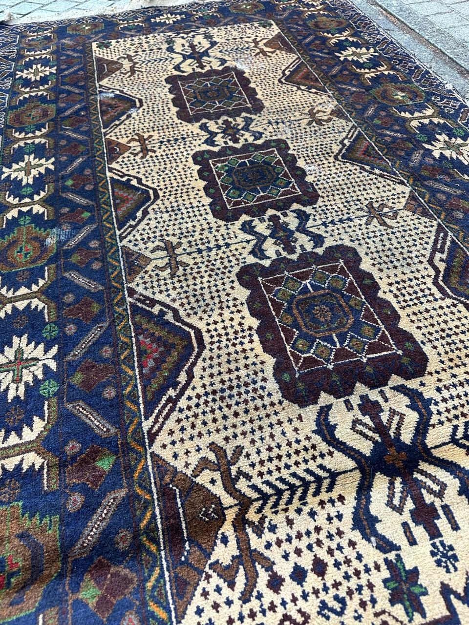 Bobyrug’s Pretty vintage distressed Baluch Afghan rug  For Sale 4
