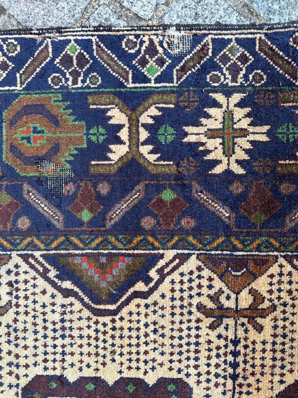 Bobyrug’s Pretty vintage distressed Baluch Afghan rug  For Sale 6