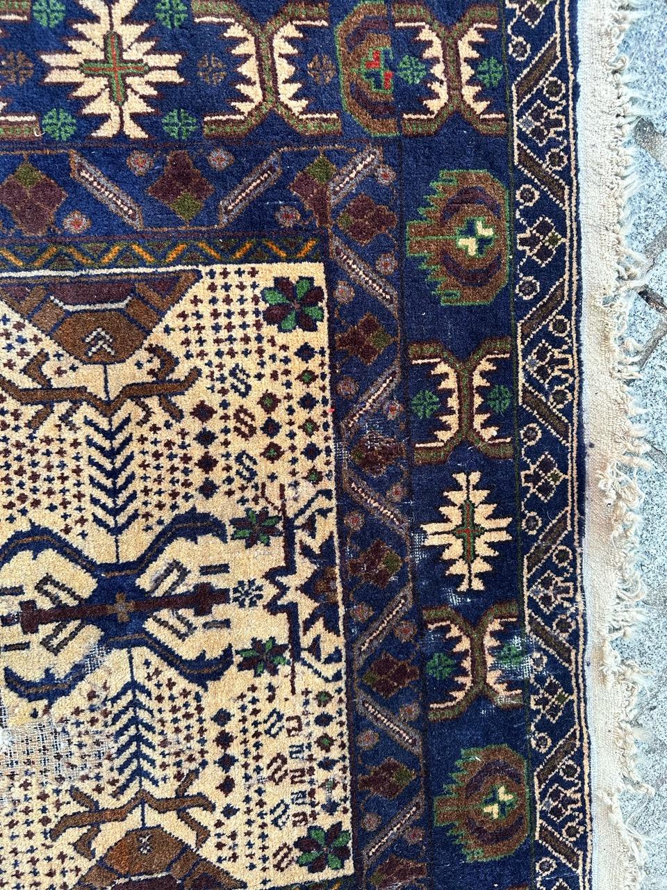 Bobyrug’s Pretty vintage distressed Baluch Afghan rug  For Sale 7