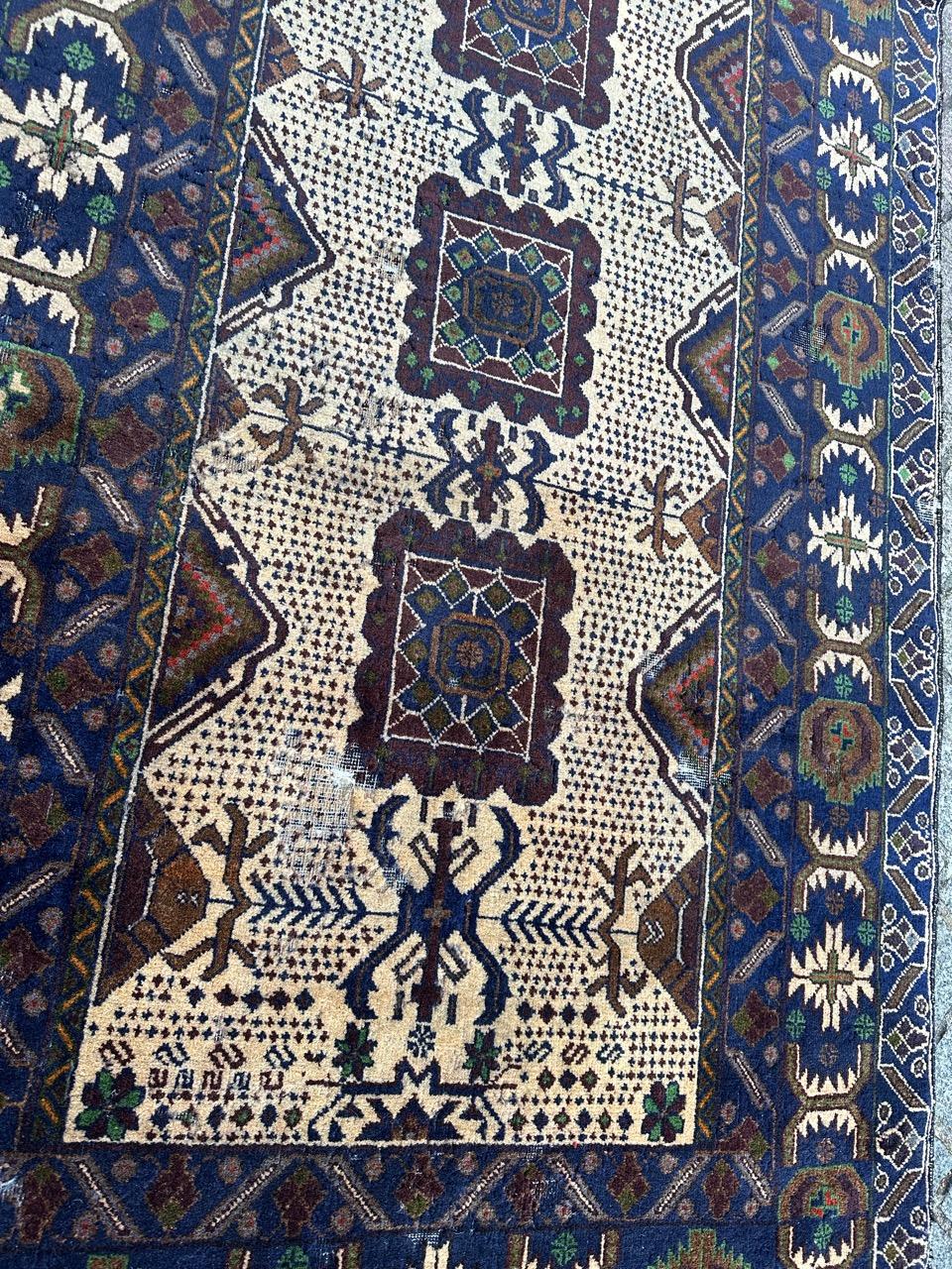Bobyrug’s Pretty vintage distressed Baluch Afghan rug  For Sale 13