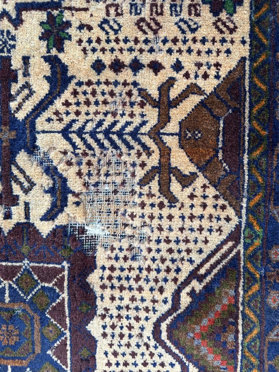 Bobyrug’s Pretty vintage distressed Baluch Afghan rug  For Sale 1