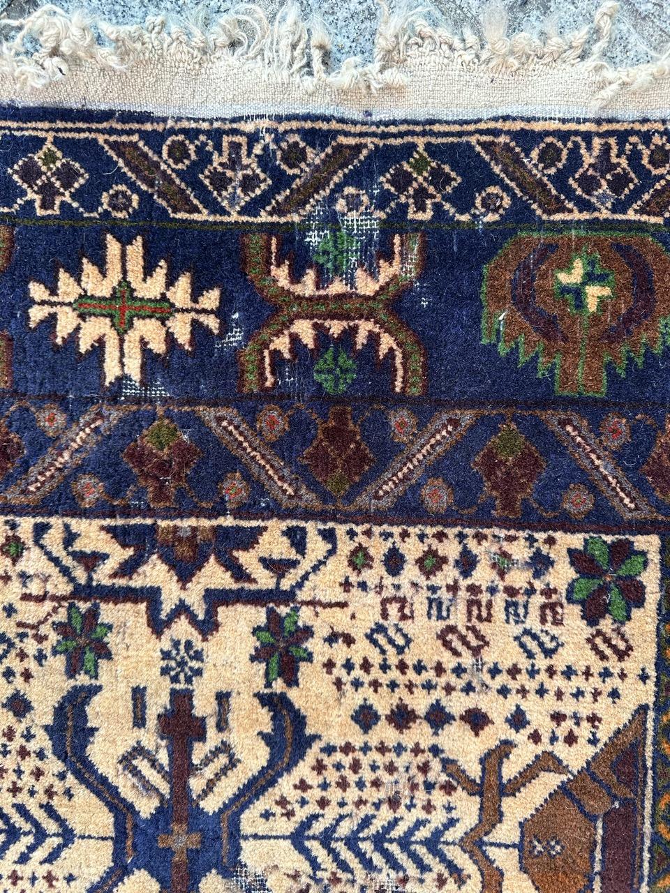 Bobyrug’s Pretty vintage distressed Baluch Afghan rug  For Sale 2