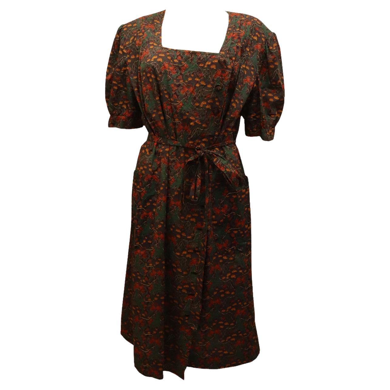 Pretty Vintage Floral Cotton Dress For Sale