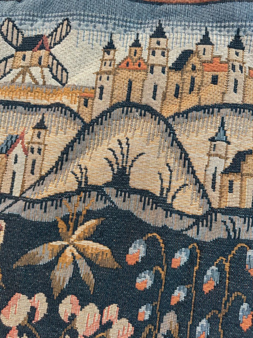 Bobyrug’s Vintage France Aubusson Style Jaquar Tapestry, Flemish « Mille Fleur » For Sale 2