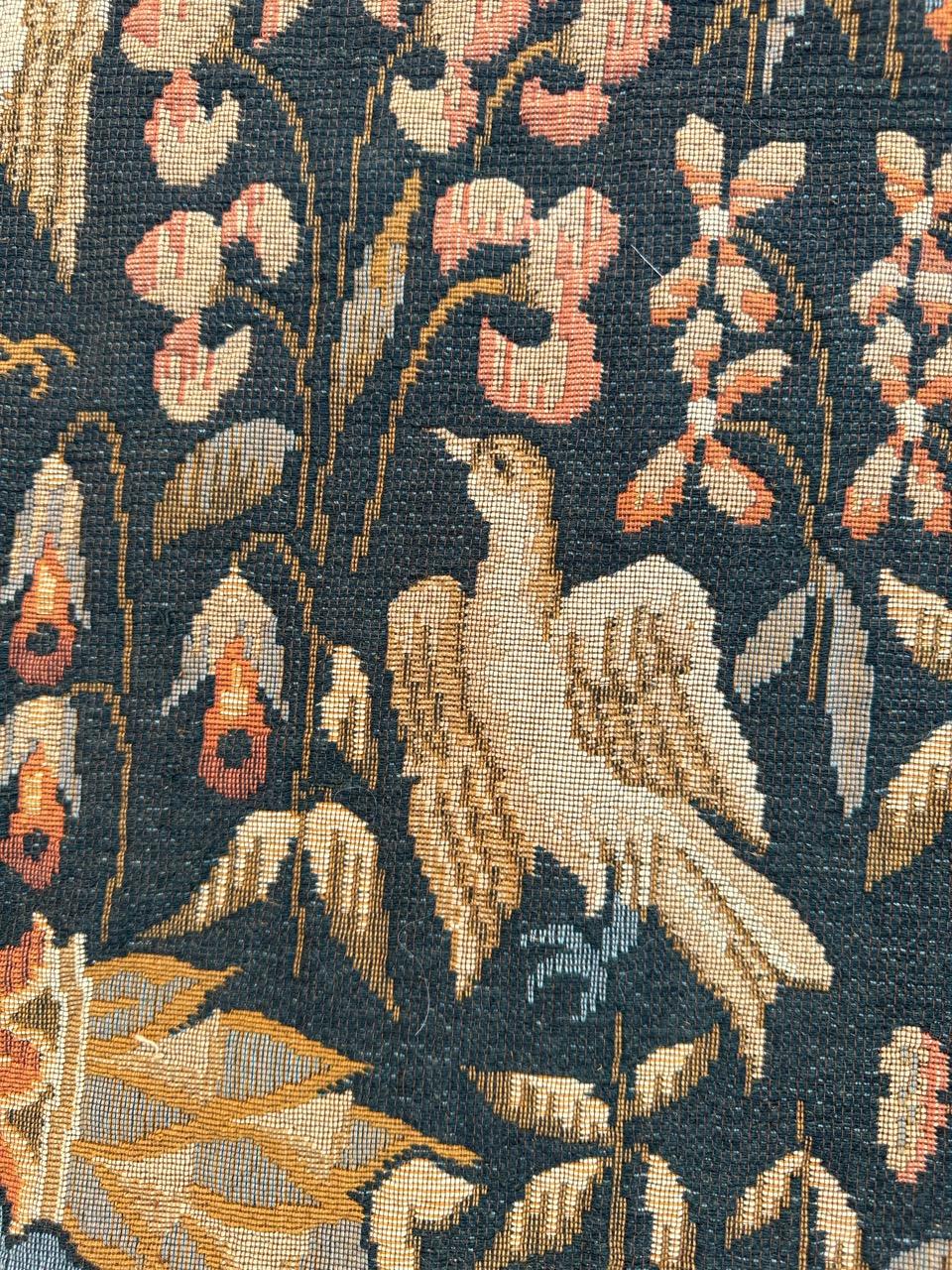 Bobyrug’s Vintage France Aubusson Style Jaquar Tapestry, Flemish « Mille Fleur » For Sale 3