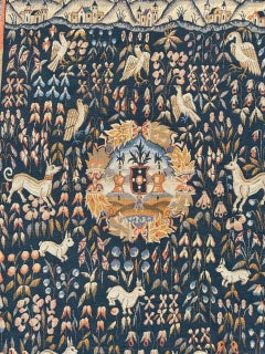 Bobyrug’s Vintage France Aubusson Style Jaquar Tapestry, Flemish « Mille Fleur »