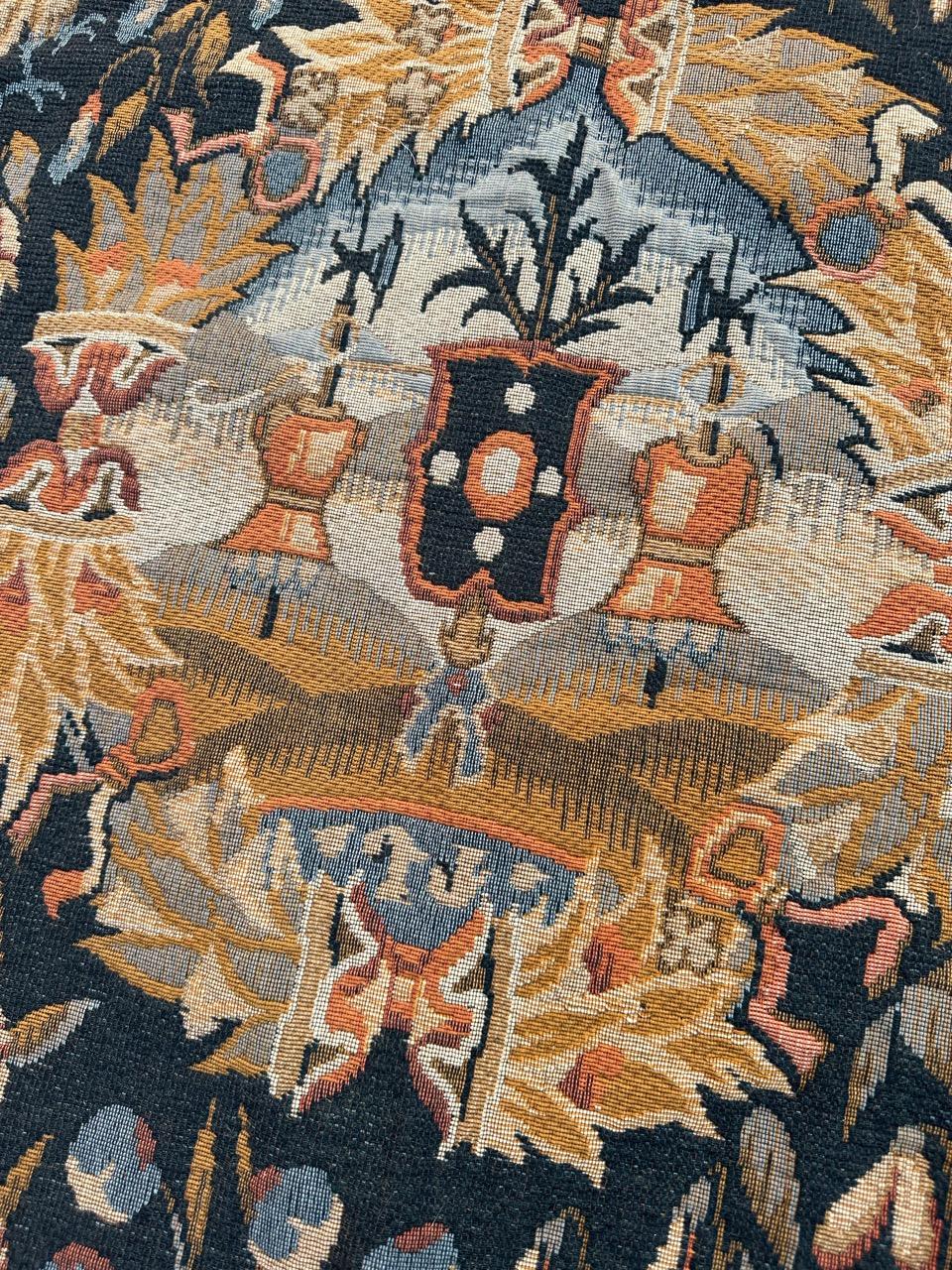 20th Century Bobyrug’s Vintage France Aubusson Style Jaquar Tapestry, Flemish « Mille Fleur » For Sale