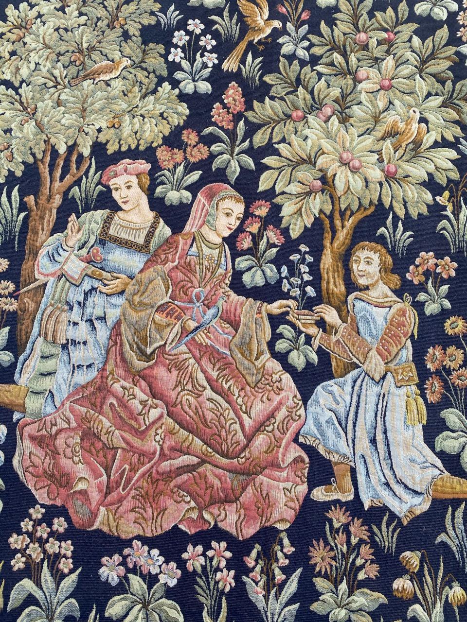 Pretty Vintage French Aubusson Style Halluin Jaquar Tapestry 6