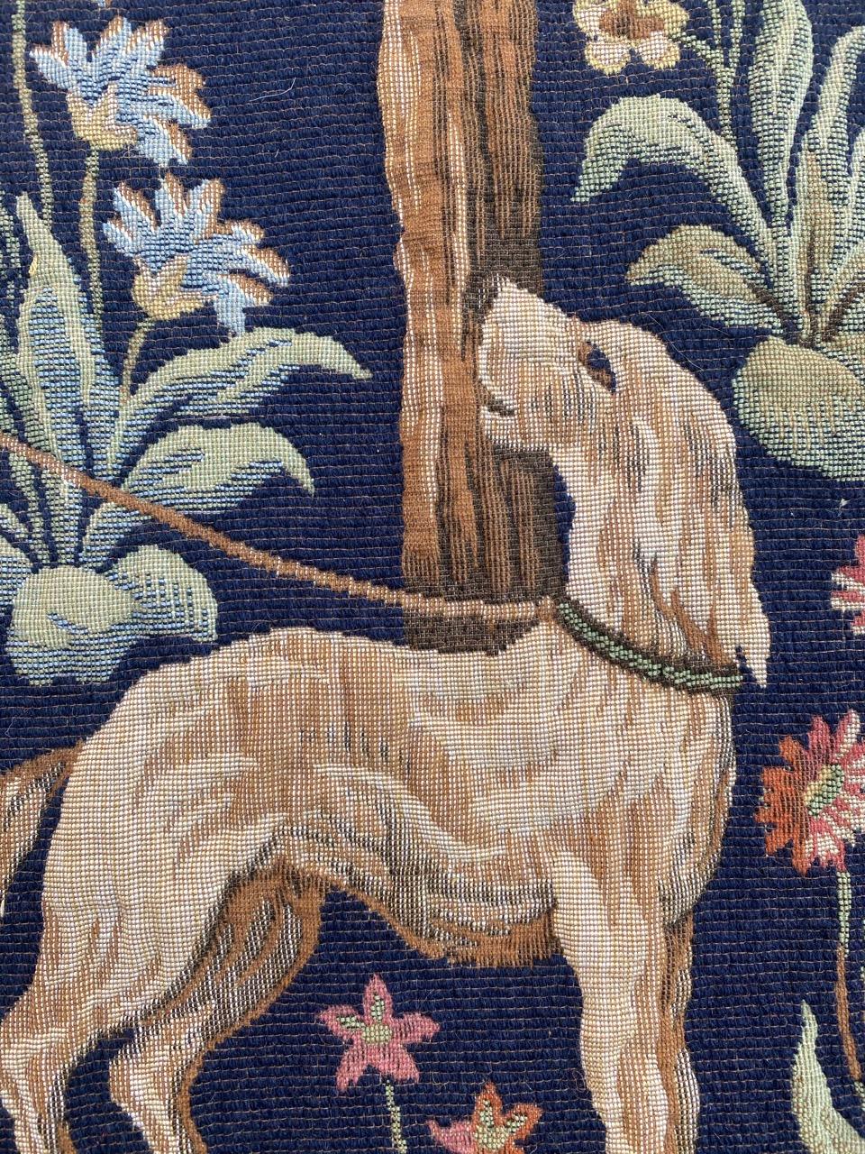 20th Century Pretty Vintage French Aubusson Style Halluin Jaquar Tapestry