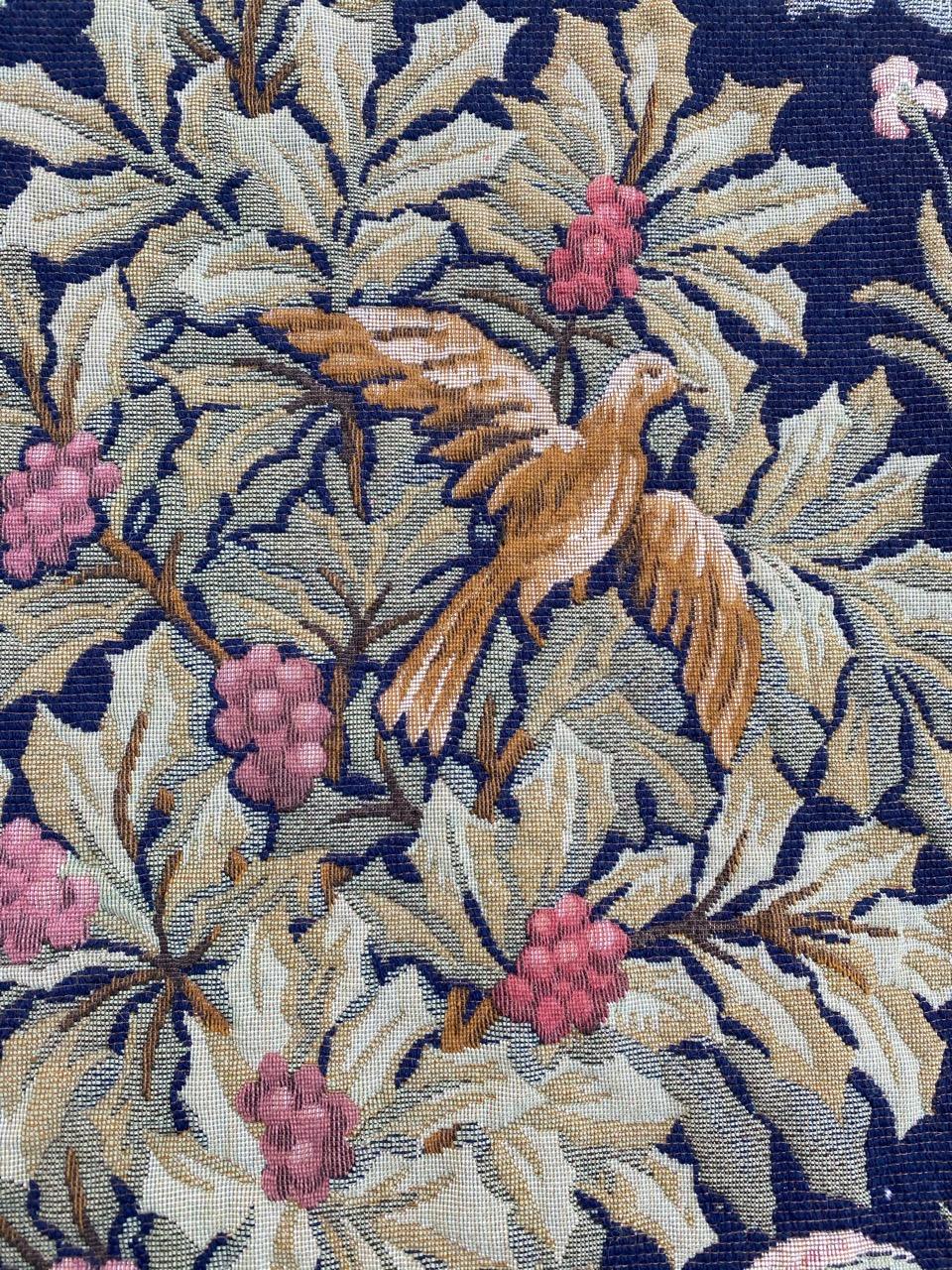 Wool Pretty Vintage French Aubusson Style Halluin Jaquar Tapestry