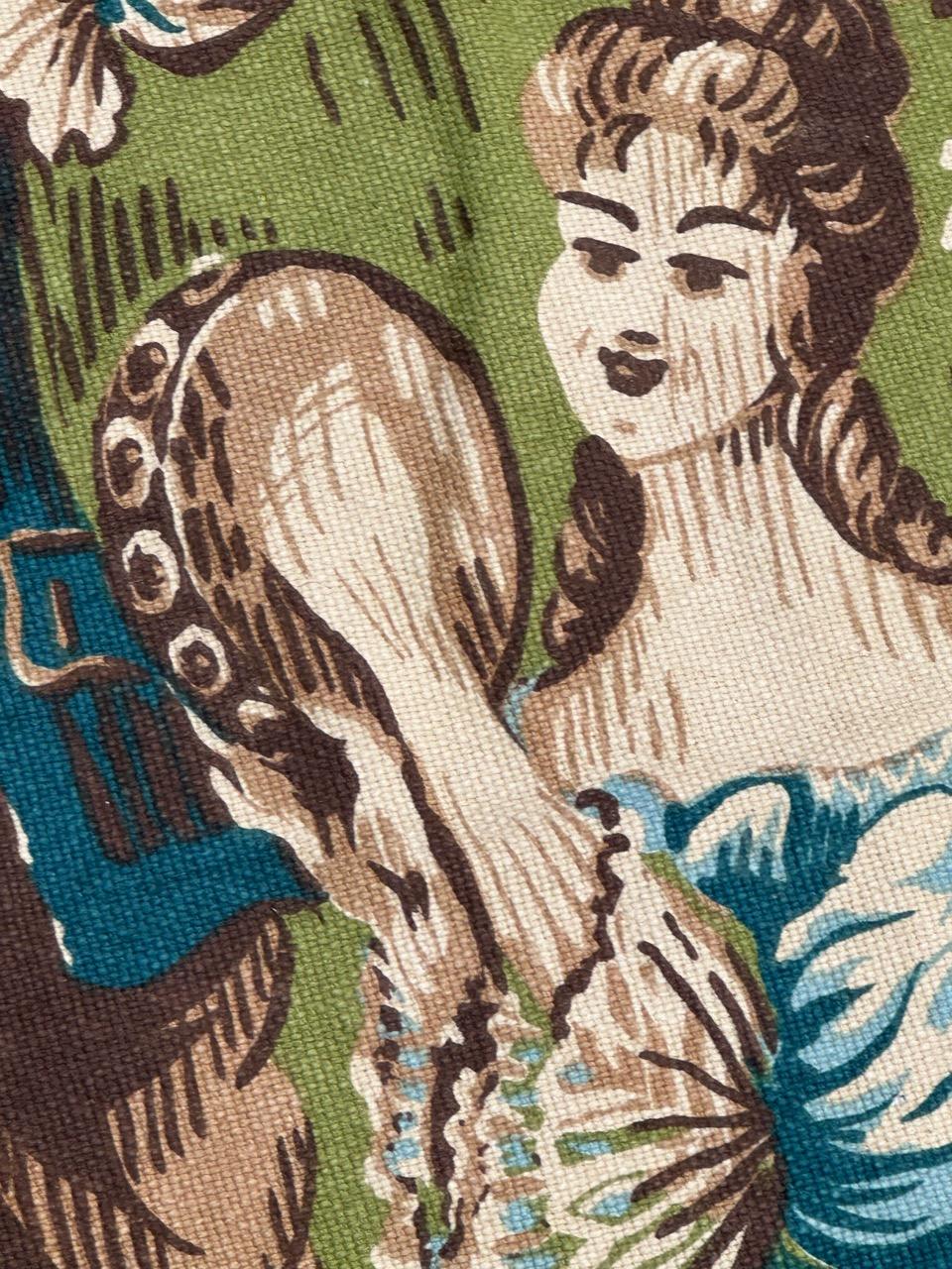 Pretty Vintage Französischer handgedruckter Wandteppich im Aubusson-Stil von Roga im Angebot 10