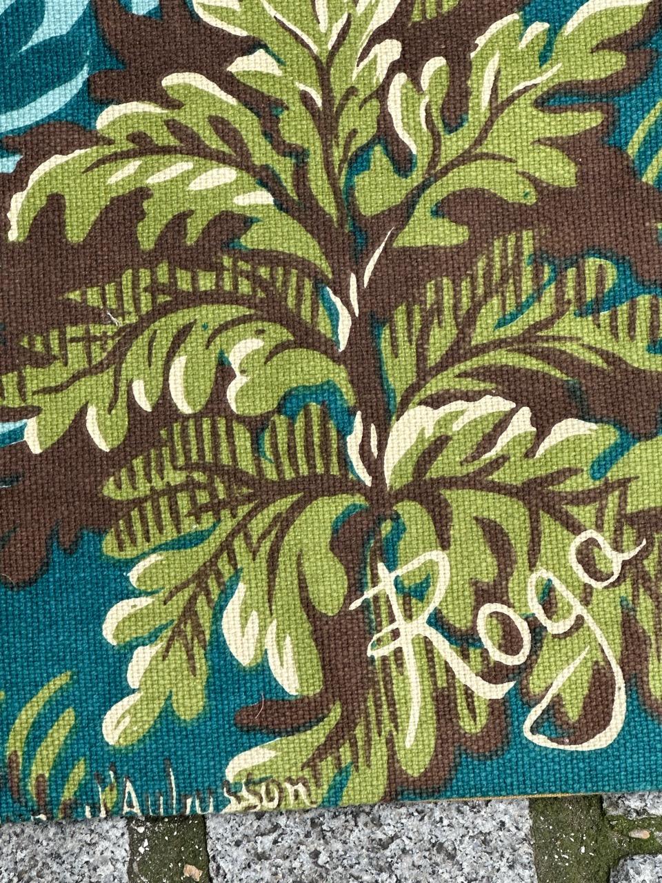 Pretty Vintage Französischer handgedruckter Wandteppich im Aubusson-Stil von Roga im Angebot 14