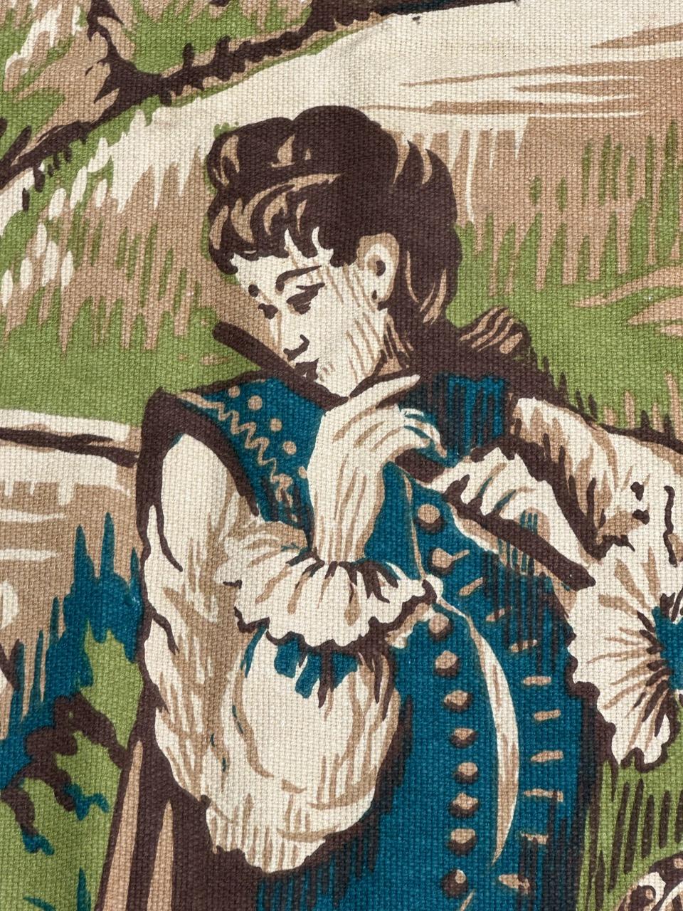 Pretty Vintage Französischer handgedruckter Wandteppich im Aubusson-Stil von Roga (Maschinell gefertigt) im Angebot