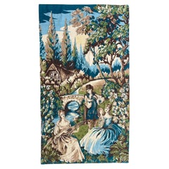 Pretty Vintage French Aubusson Style hand printed Tapestry by “Roga”