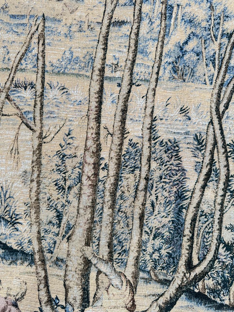 Bonito tapiz francés vintage estilo Aubusson estampado a mano diseño medieval en venta 4