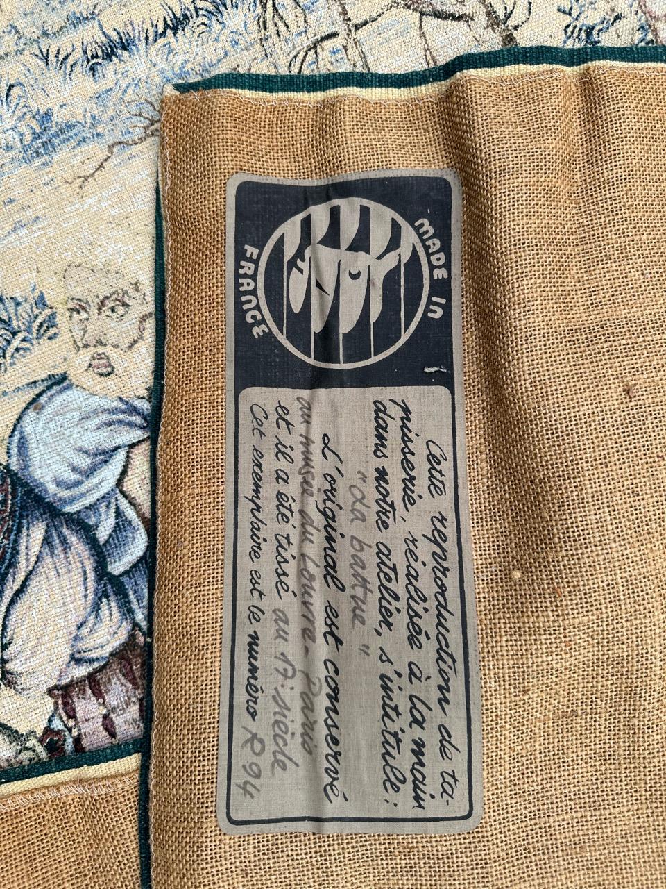 Bonito tapiz francés vintage estilo Aubusson estampado a mano diseño medieval en venta 11