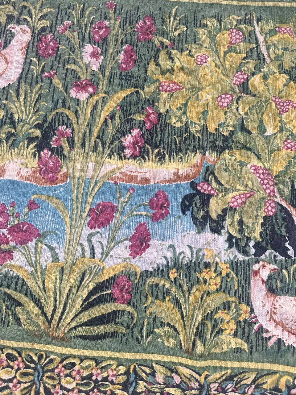 Bonito tapiz francés vintage estilo Aubusson estampado a mano, diseño medieval Francés en venta