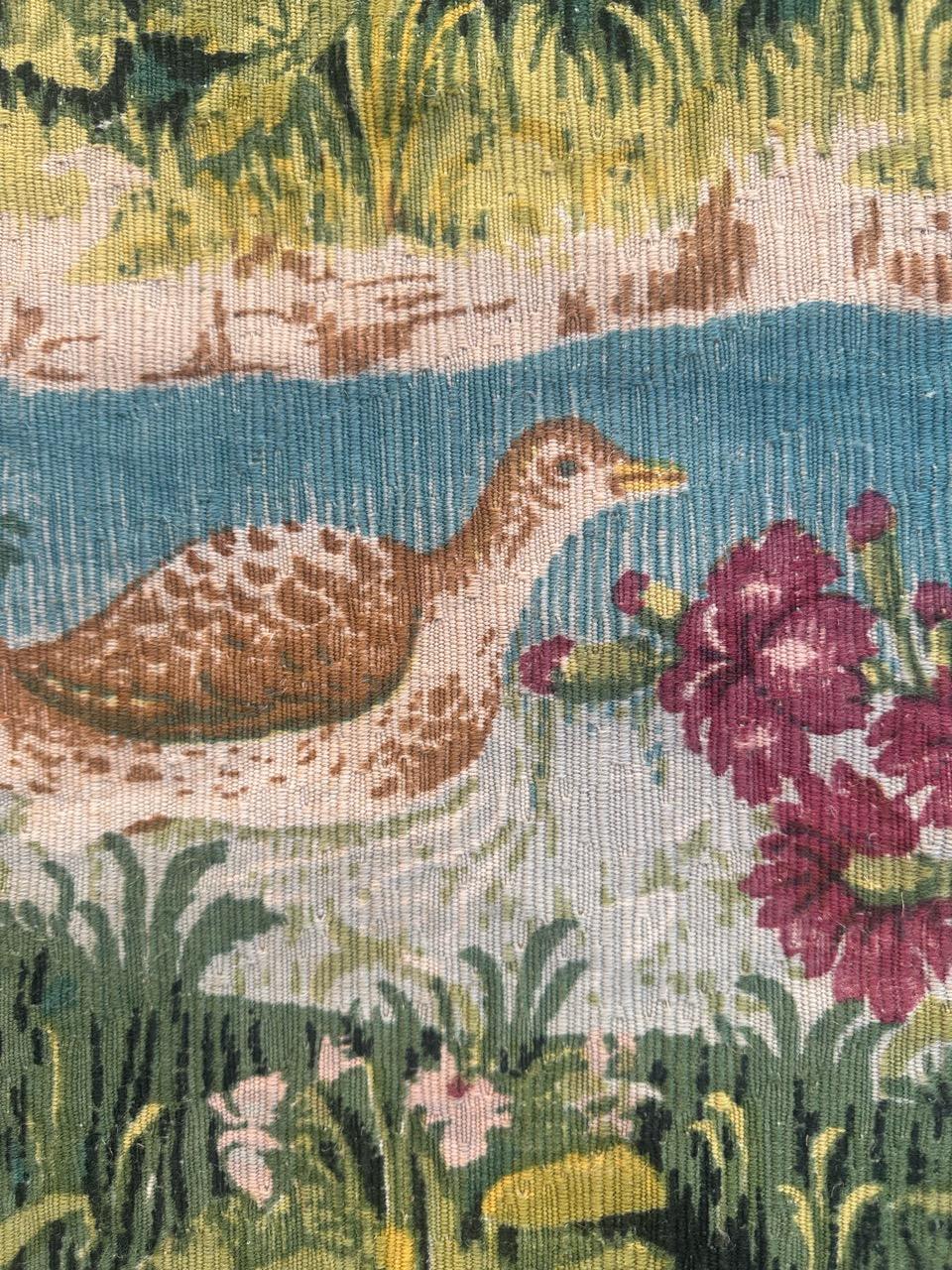 Bonito tapiz francés vintage estilo Aubusson estampado a mano, diseño medieval en venta 1