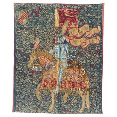 Jolie tapisserie française vintage de style Aubusson imprimée à la main, design médiéval