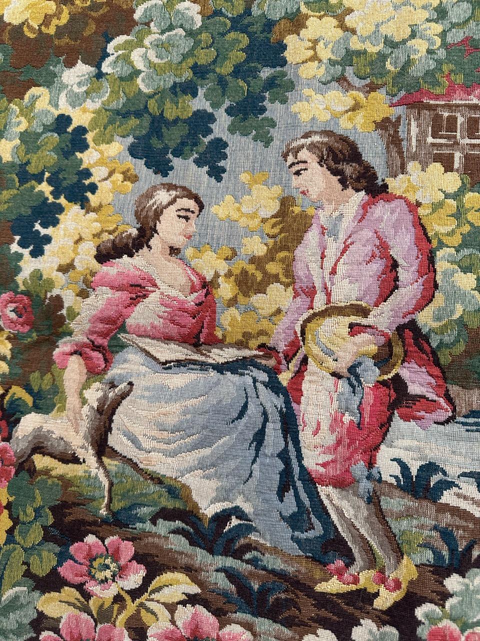 Schöner französischer Jacquard-Wandteppich im Aubusson-Stil im Vintage-Stil im Angebot 3