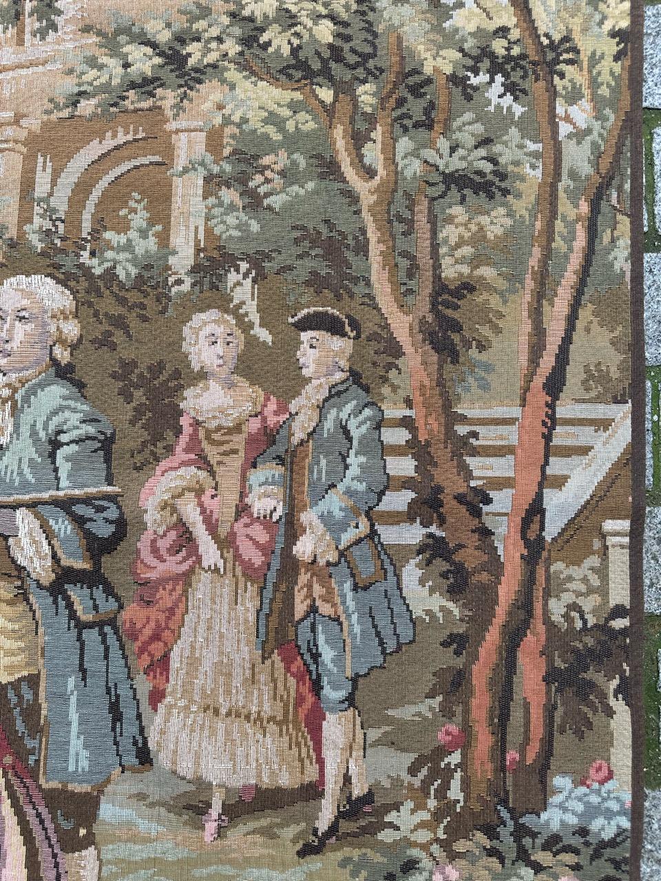 Schöner französischer Jacquard-Wandteppich im Aubusson-Stil, Vintage im Angebot 3