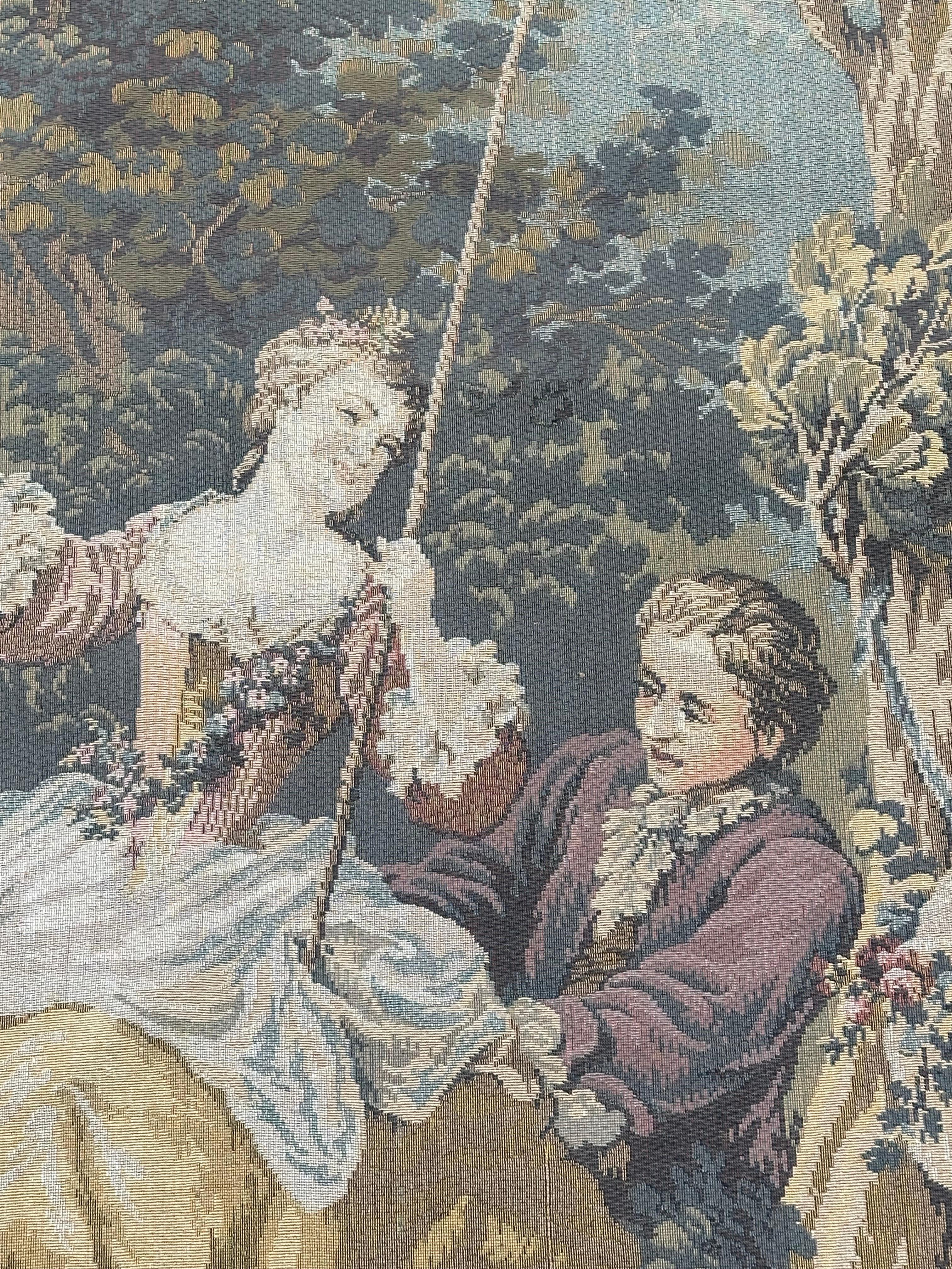 Schöner französischer Jacquard-Wandteppich im Aubusson-Stil, Vintage im Angebot 3