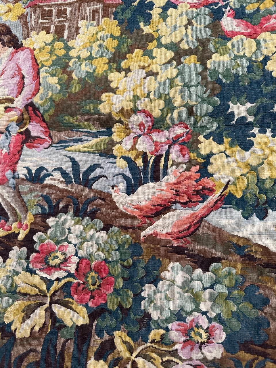 Schöner französischer Jacquard-Wandteppich im Aubusson-Stil im Vintage-Stil im Angebot 4