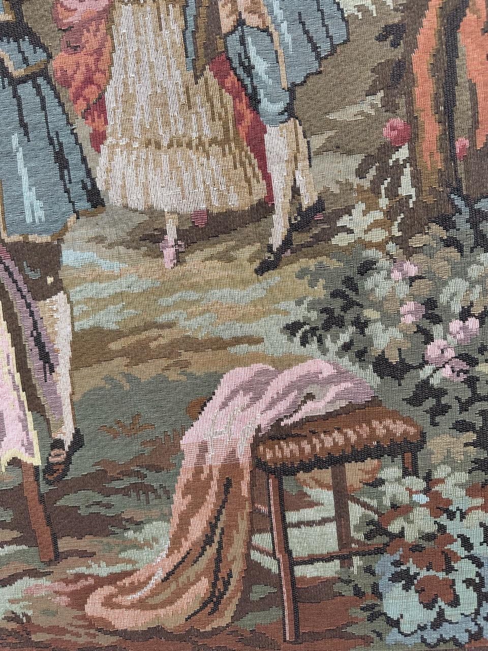 Schöner französischer Jacquard-Wandteppich im Aubusson-Stil, Vintage im Angebot 4