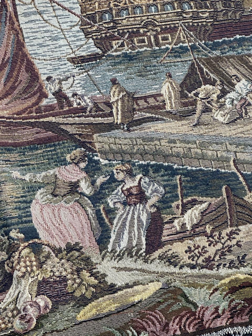 Schöner französischer Jacquard-Wandteppich im Aubusson-Stil, Vintage im Angebot 4