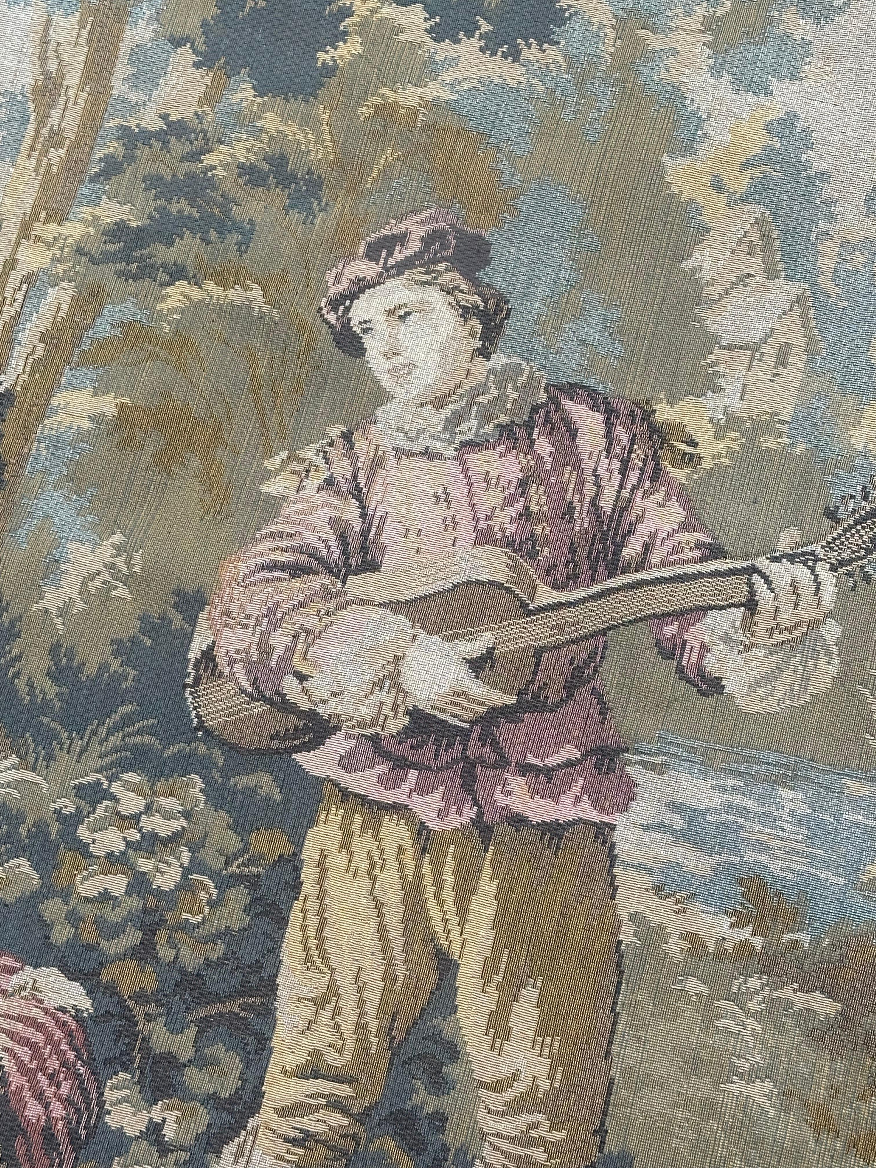 Schöner französischer Jacquard-Wandteppich im Aubusson-Stil, Vintage im Angebot 4