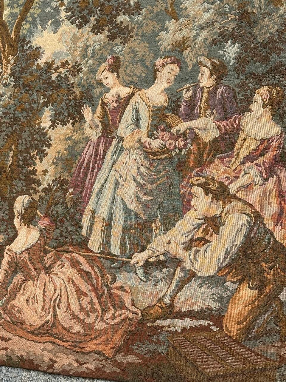 Grazioso arazzo jacquard francese d'epoca in stile Aubusson in vendita 4