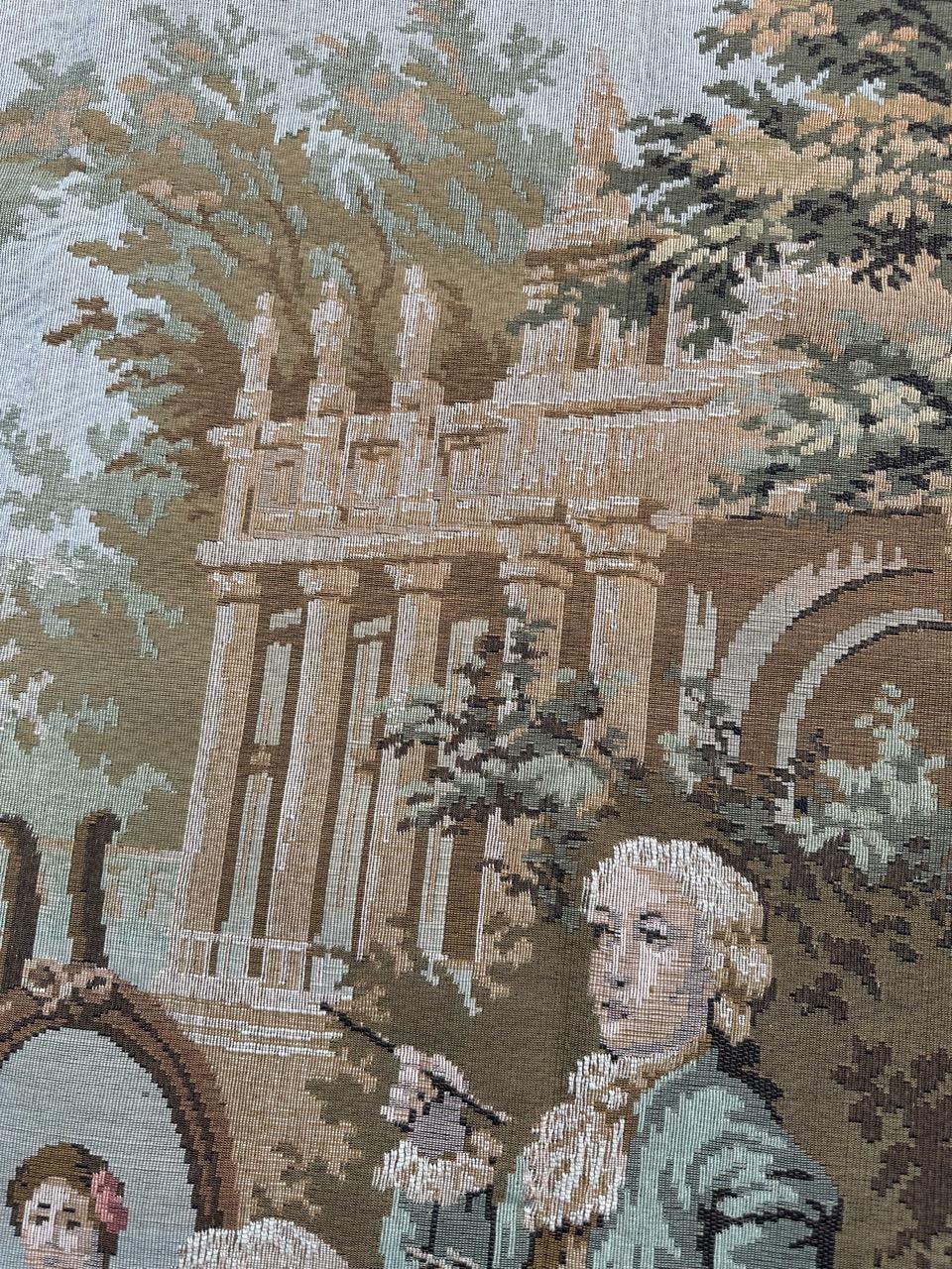 Schöner französischer Jacquard-Wandteppich im Aubusson-Stil, Vintage im Angebot 7