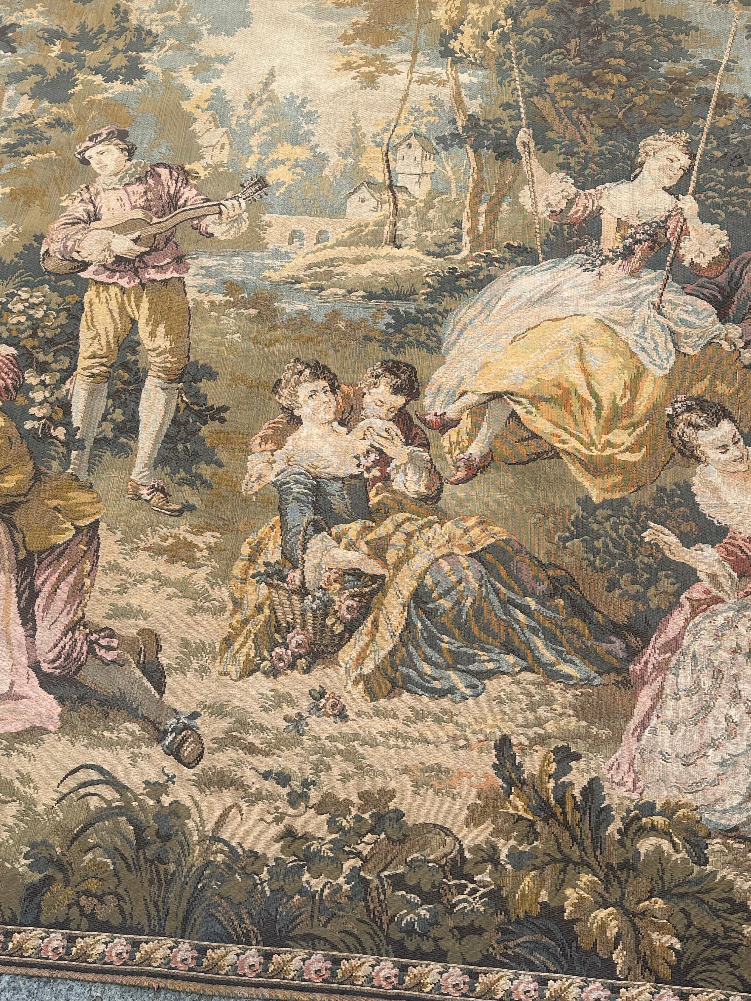 Schöner französischer Jacquard-Wandteppich im Aubusson-Stil, Vintage im Angebot 7