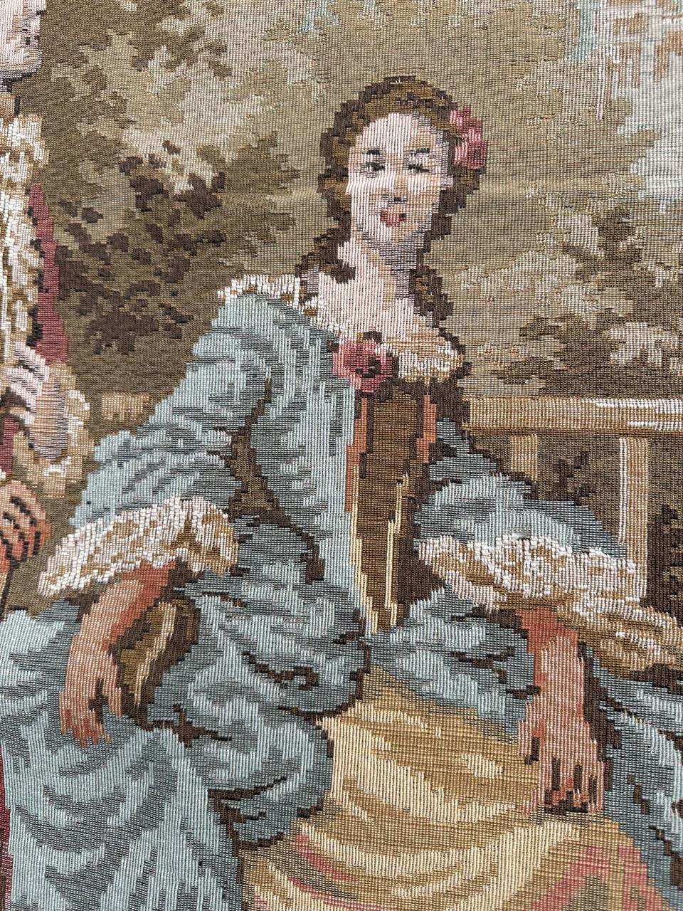 Schöner französischer Jacquard-Wandteppich im Aubusson-Stil, Vintage im Angebot 9