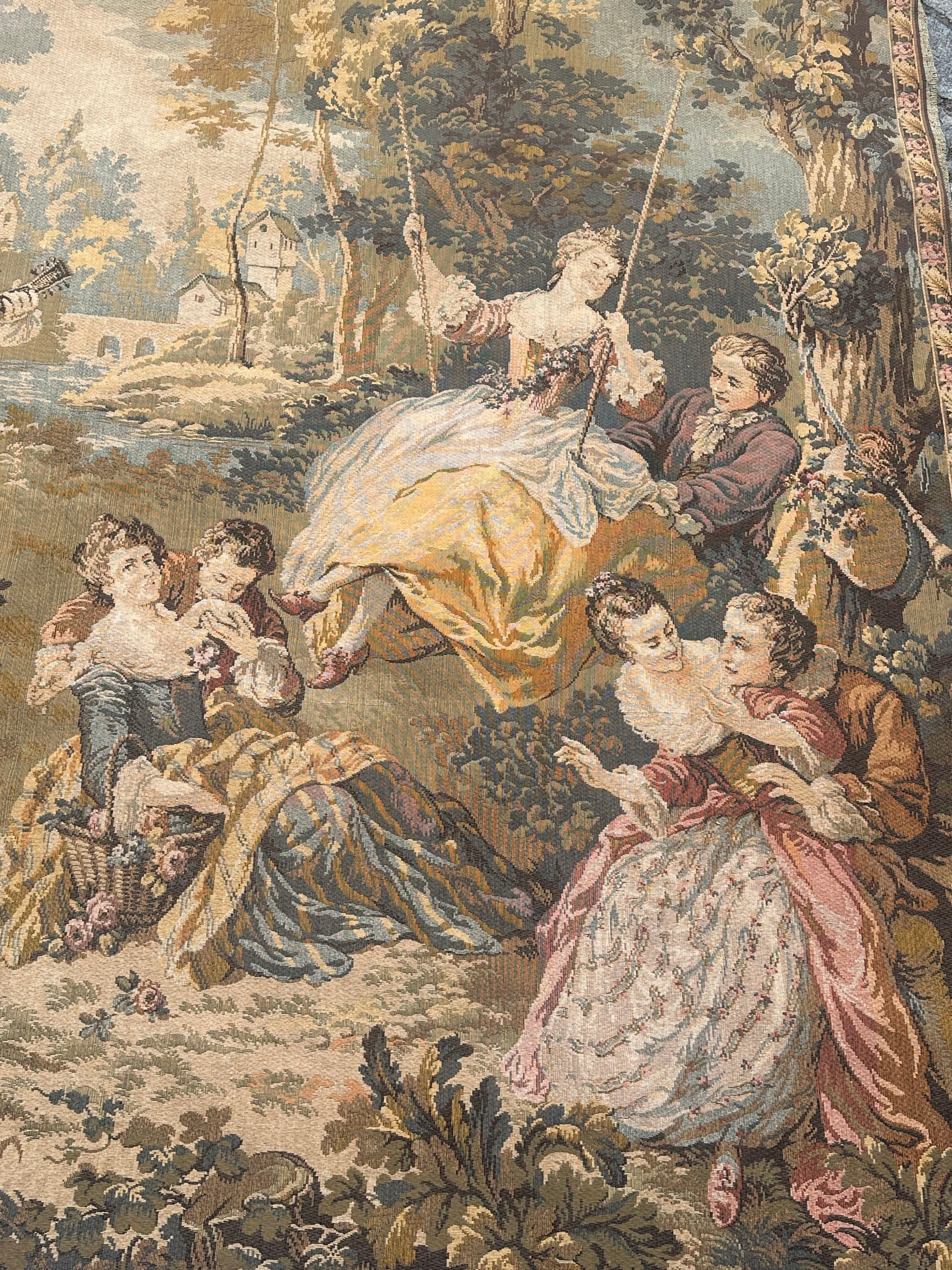 Schöner französischer Jacquard-Wandteppich im Aubusson-Stil, Vintage im Angebot 9